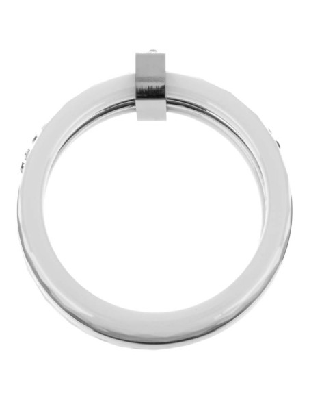 Bague SELIGE STEEL White Silver Jeu de 3 anneaux reliés ensemble Solitaire Argenté et Blanc Acier inoxydable Cristal