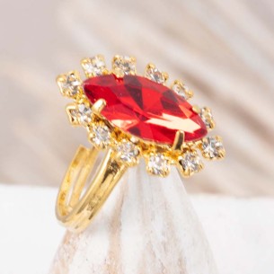 Bague WONDERLOVE Red Gold Marquise réglable pavée... 2
