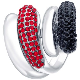 Bague YOU AND ME Black Red & Silver Toi et Moi pavé... 2
