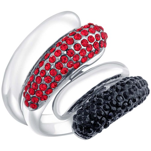 Bague YOU AND ME Black Red & Silver Toi et Moi...