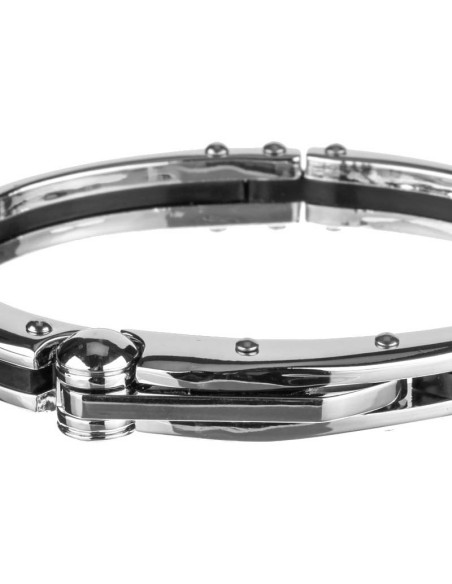 Bracelet BROKA Black Silver Jonc homme rigide Classique intemporel Argenté et Noir Acier inoxydable 316L Céramique