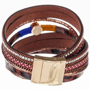 Bracelet PERITIS Brown Silver Double Tour Multirangs... 2