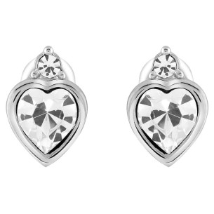 Boucles d'oreilles AMOR White Silver Puces clous Cœur... 2