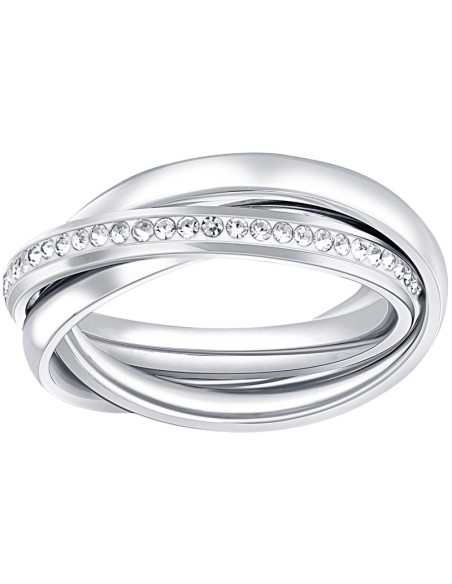 Bague UNIDIANCE White Silver Jeux d'anneaux entrelacés Jeu de 3 anneaux Argenté et Blanc Acier inoxydable Cristal