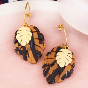 Boucles d'oreilles WILD NATURE STEEL TIGER Black Camel...