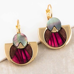 Boucles d'oreilles TANZANIA CHERRY Red Gold Dormeuses...