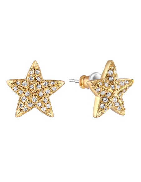 Boucles d'oreilles CELESTORA White Gold Puces clous pavés étoile Doré et Blanc Laiton doré à l'or fin Cristal