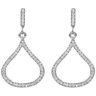 Boucles d'oreilles LINDA White Silver Pendantes courtes...