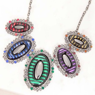 Collier MARCASSI Color Silver Plastron pavé Contemporain...