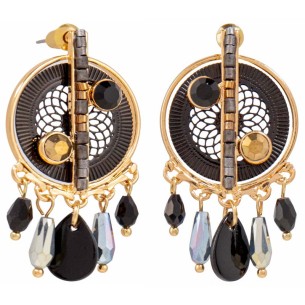 Boucles d'oreilles MEOLITA Black Gold Pendantes ajourées...