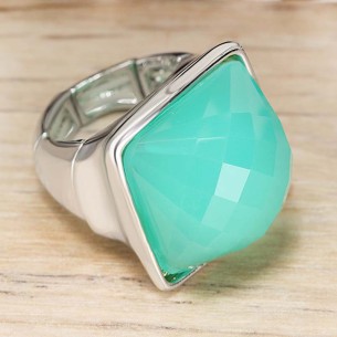 Bague ICE SQUARE Turquoise Silver Cabochon réglable...