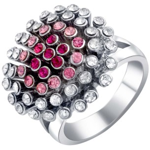 Bague STILA Mauve Silver Cocktail pavé Pistil de fleur...