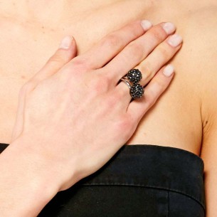 Bague OUR UNIVERSE Dark Grey Silver Cocktail pavé Toi et... 2