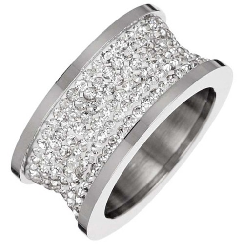 Bague REVOLUTION STEEL White Silver Jonc pavé...