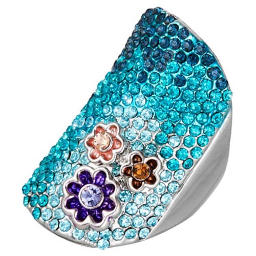 Bague OCEANAIL Blue Silver Cocktail pavé Océan...