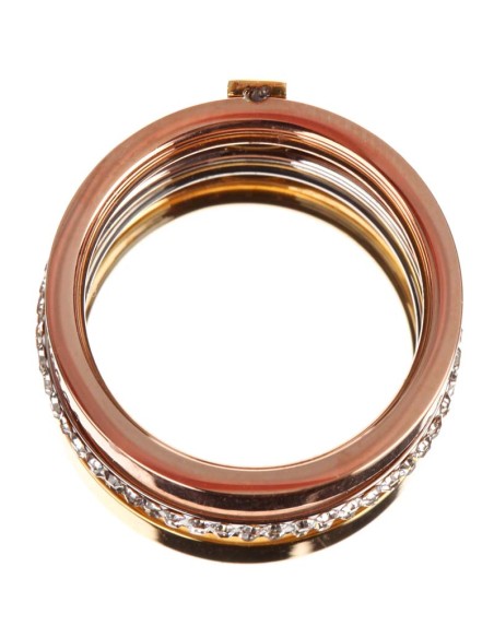 Bague LOVE ORIGINS 3 ORS All Gold Jeu de 3 anneaux reliés Trois ors message Love Argenté Doré Rosé Acier inoxydable Cristal