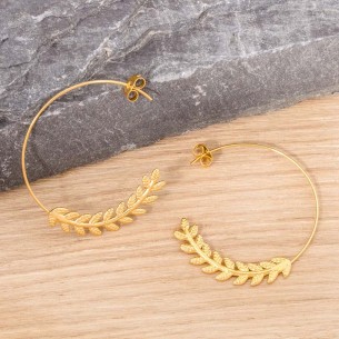 Boucles d'oreilles CESARIA Gold Créoles anneaux Couronne... 2