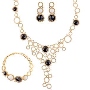 Parure VIDOMI Black & White Gold Plastron pavé bracelet...