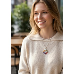 Collier ROCADA Color Silver Ras de cou pendentif Carré de... 2