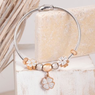 Bracelet CLOVER CHANCE STEEL All Gold Jonc flexible...