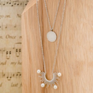 Collier YAGARYS White Silver Ras de cou multirangs...