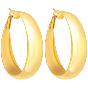Boucles d'oreilles EOLUNE Gold Créoles plates Bombé Doré... 2