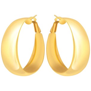 Boucles d'oreilles EOLUNE Gold Créoles plates Bombé Doré...