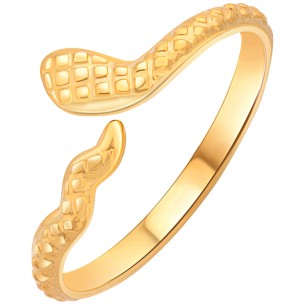 Bague SNARE Gold Jonc réglable flexible Serpent Doré...