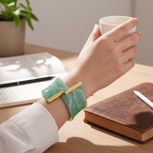Bracelet PANTHERONE STEEL Green Gold Manchette rigide... 2