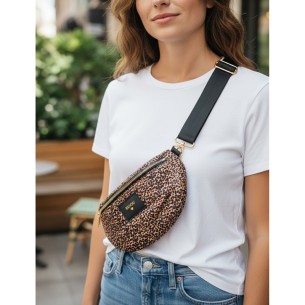 Maroquinerie LEO KISS Black Brown Sac banane imprimé... 2