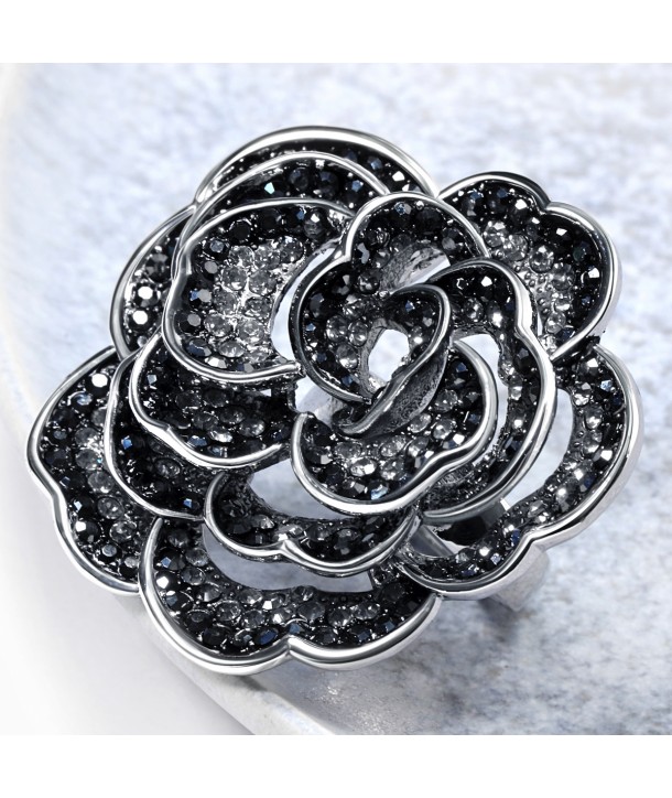 BAGUE - FLOWER OF COUTURE HEMATITE SILVER