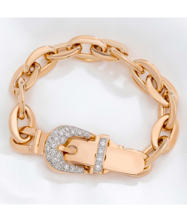 Bracelet GOLDEN BELT OF CRYSTAL chaine gourmette doré à l'or fin fermoir boucle de ceinture et cristal