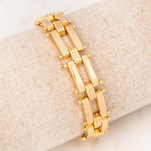 LOENA Gold bracelet Flexible chain bracelet Matte and shiny Chemin de fer Gold and Gold Brass gilded with fine gold