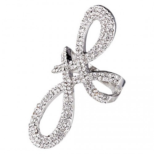 Ring NEODIA White Silver Cocktail openwork pave Silver and White Rhodium Crystal Knot