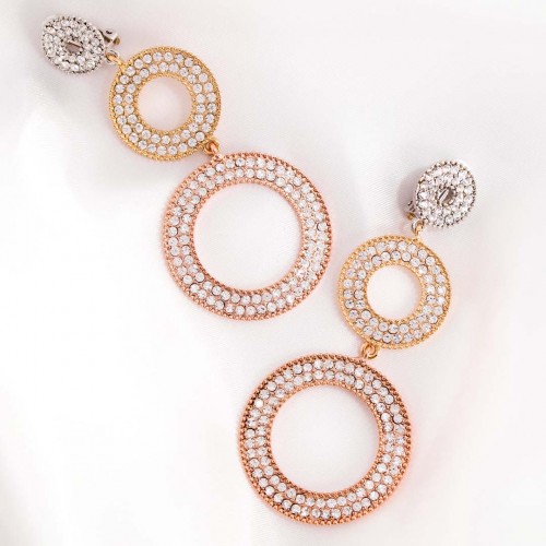 Earrings SUBLIME CRYSTAL ALL GOLD Silver Gold Rosé and White Rhodium Crystal