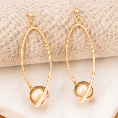 ODELIA Gold earrings Openwork dangling Pearl swing Gold and White Gold with fine gold