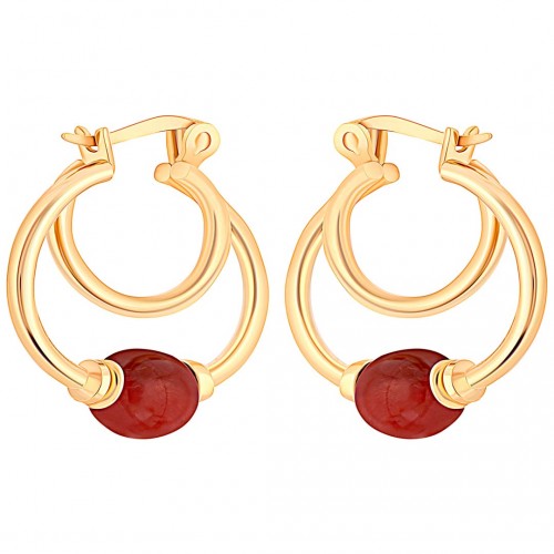 EOPEARL DOUBLE Bordeaux Gold earrings Openwork hoops Double pearl hoops Golden Brown Brass gilded with fine gold