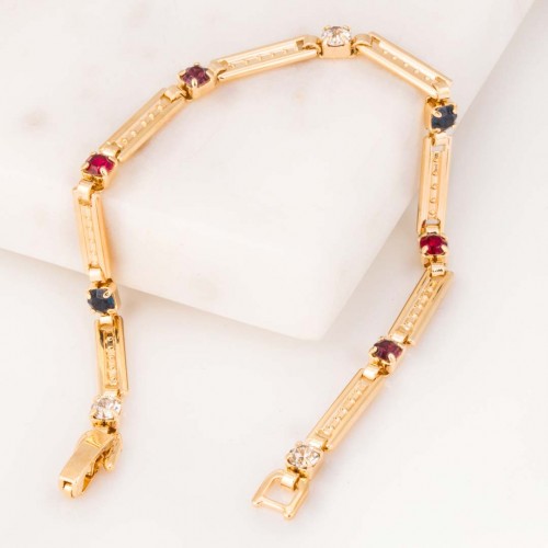 LIZY RIVER Color Gold bracelet Flexible chain bracelet Crystal river intercalated Multicolor Brass gilded with fine gold