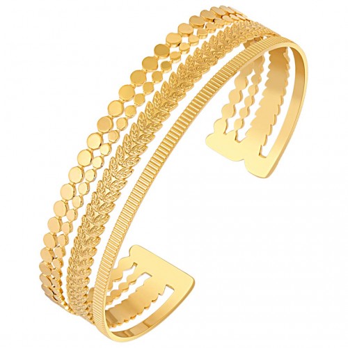 Bracelet ANTIKA STEEL Gold Jonc réglable flexible rigide multirangs Antique Doré Acier inoxydable doré à l'or fin