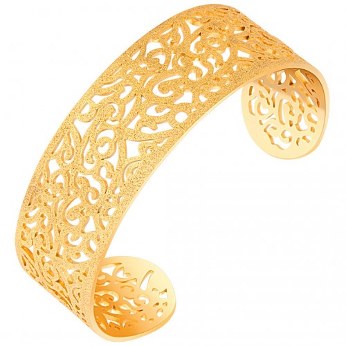 ROSES OF MY LOVE STEEL Gold bracelet Rigid flexible cuff Claustra floral Gold Stainless steel gilded with fine gold