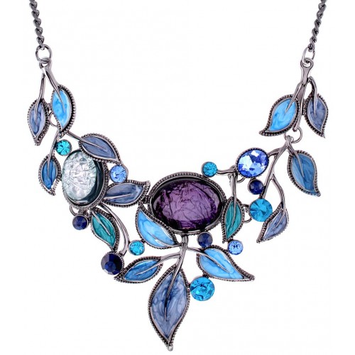 Necklace ENCHANTED FOREST BLUE Silver and Blue Rhodium Crystal