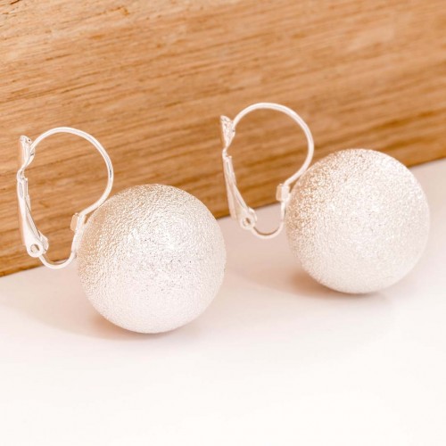 CLEO PEARL SATIN Silver earrings Short earrings Matte sandblasted ball Silver plated with fine silver