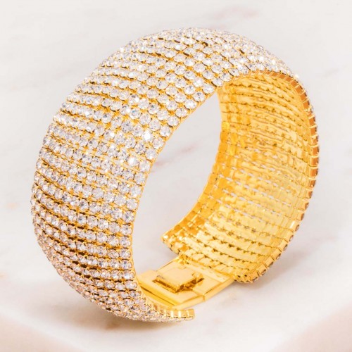 Bracelet GALA RIVER OF CRYSTAL White Gold Flexible cuff Crystal River Gold and White Gold with fine gold Crystals set