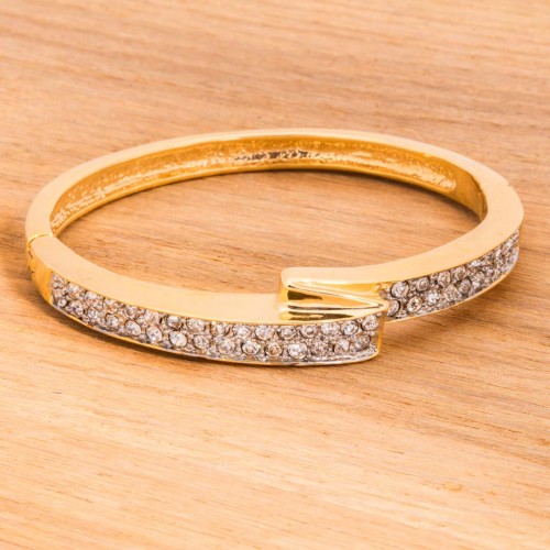 WE LOVE White Gold bracelet Rigid bangle You and Me Gold and White Brass gilded with fine gold Crystal
