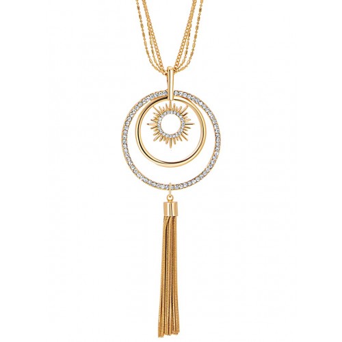Necklace SUNIVERSE Gold Long necklace pendant in Y Solar Gold and White Gold with fine gold Crystal