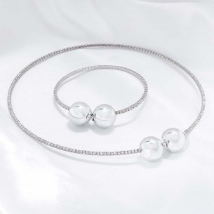 Parure CIRCLE CRYSTALS SILVER Argent et Blanc Rhodium Cristaux sertis