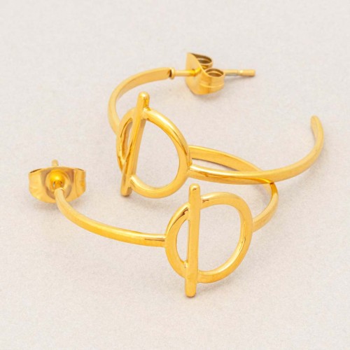 Boucles d'oreilles JUPITER STEEL Gold Créoles ajourées Geométrique Doré Acier inoxydable doré à l'or fin