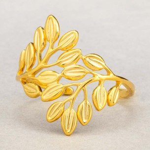 Bague LEAFY Gold Jonc ajouré réglable flexible Feuillage...