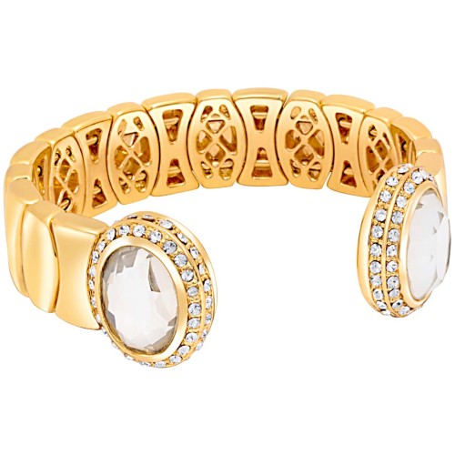Bracelet LURANE White Gold Jonc flexible Baroque Doré et Blanc Laiton doré à l'or fin Cristal