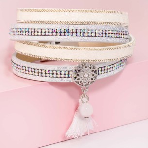 Bracelet OPALINE White Silver Double Tour Multirangs...
